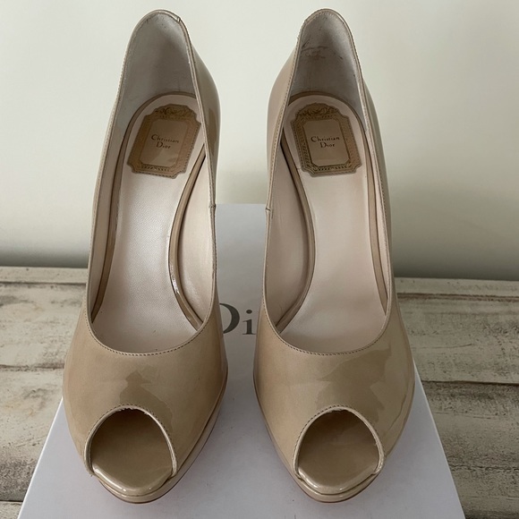 Miss Dior escarpin12 beige peep toe pumps size 39 - Picture 2 of 8